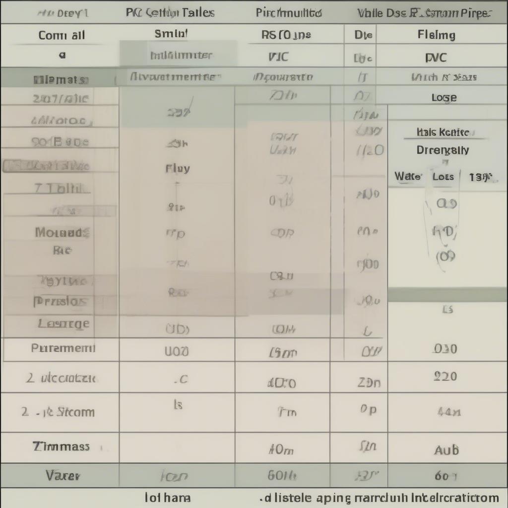 Bảng tra thủy lực ống nhựa PVC