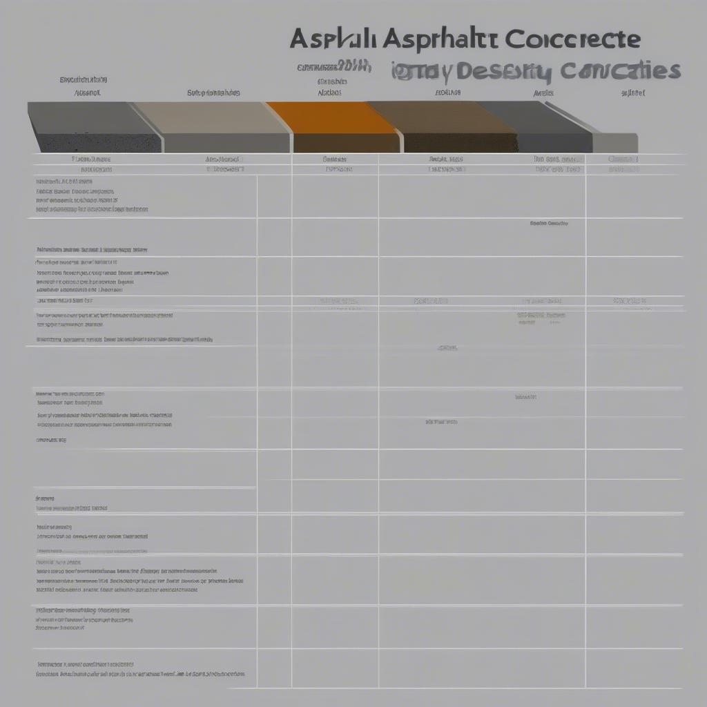 Different types of asphalt concrete and their density