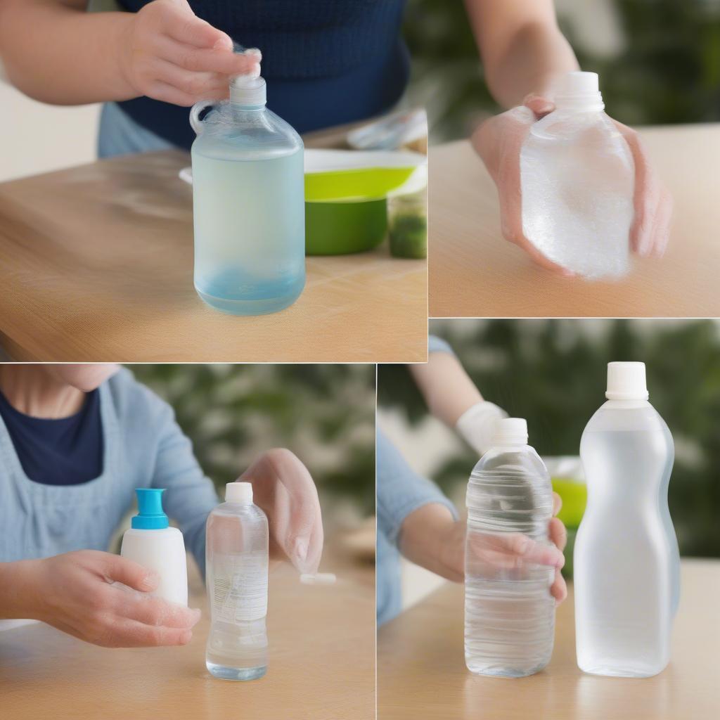 Cleaning solutions for acid in plastic bottles