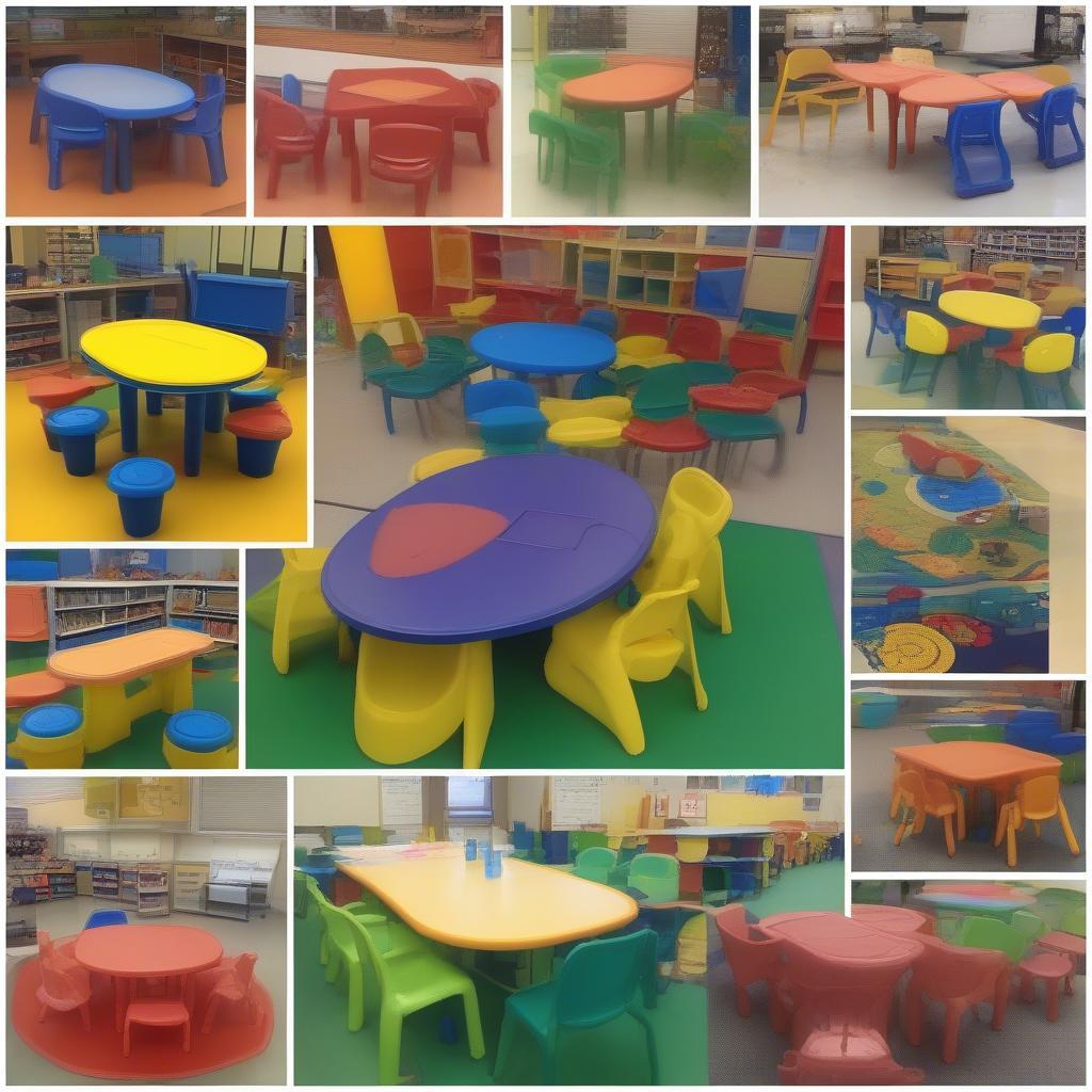 Various types of imported plastic tables for kindergarten