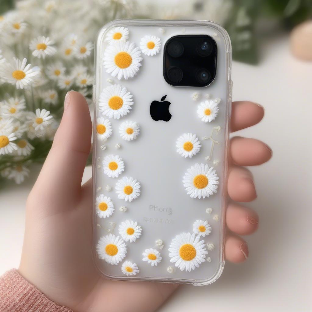 Case nhựa mềm trong suốt daisy iPhone đẹp