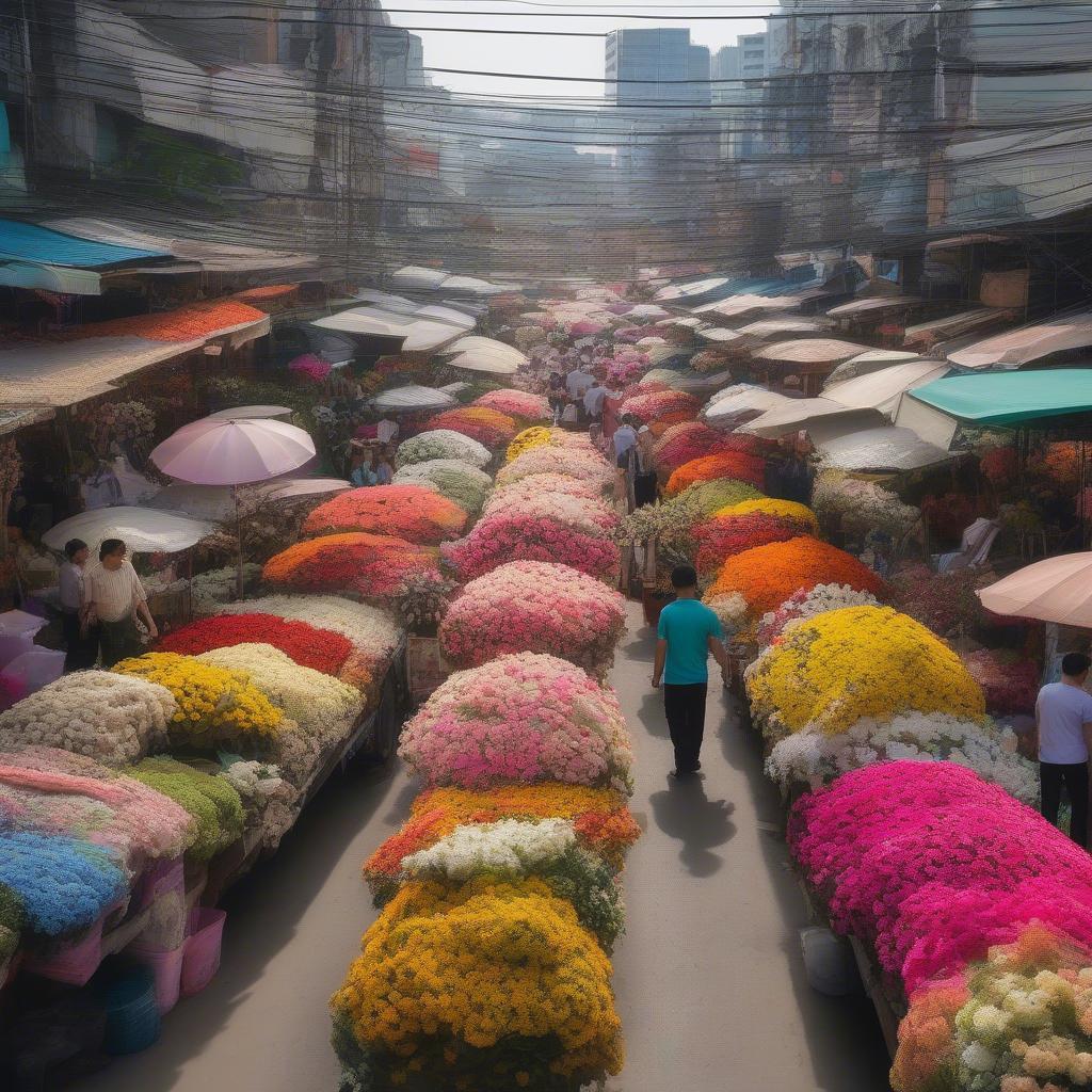 Chợ hoa nhựa Hồ Thị Kỷ toàn cảnh