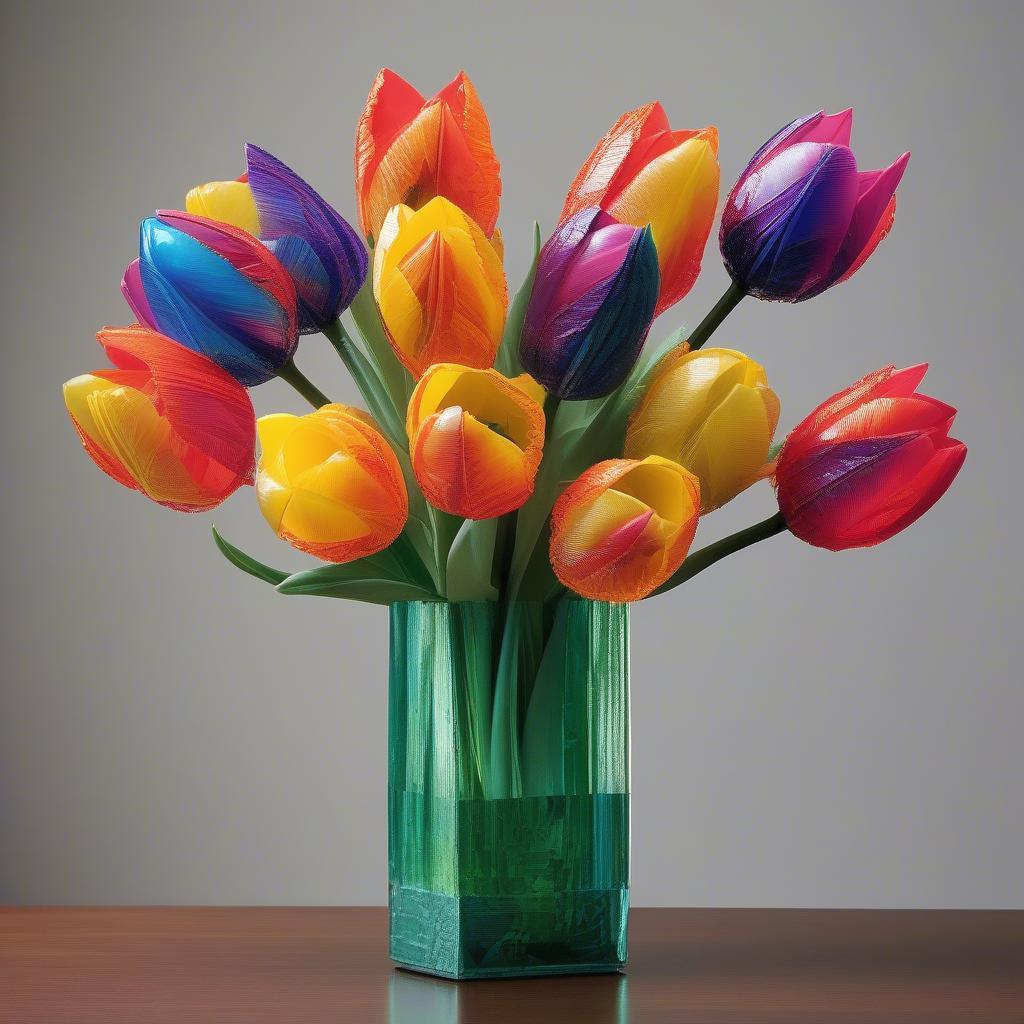 Hoa tulip băng dính nhựa đẹp mắt