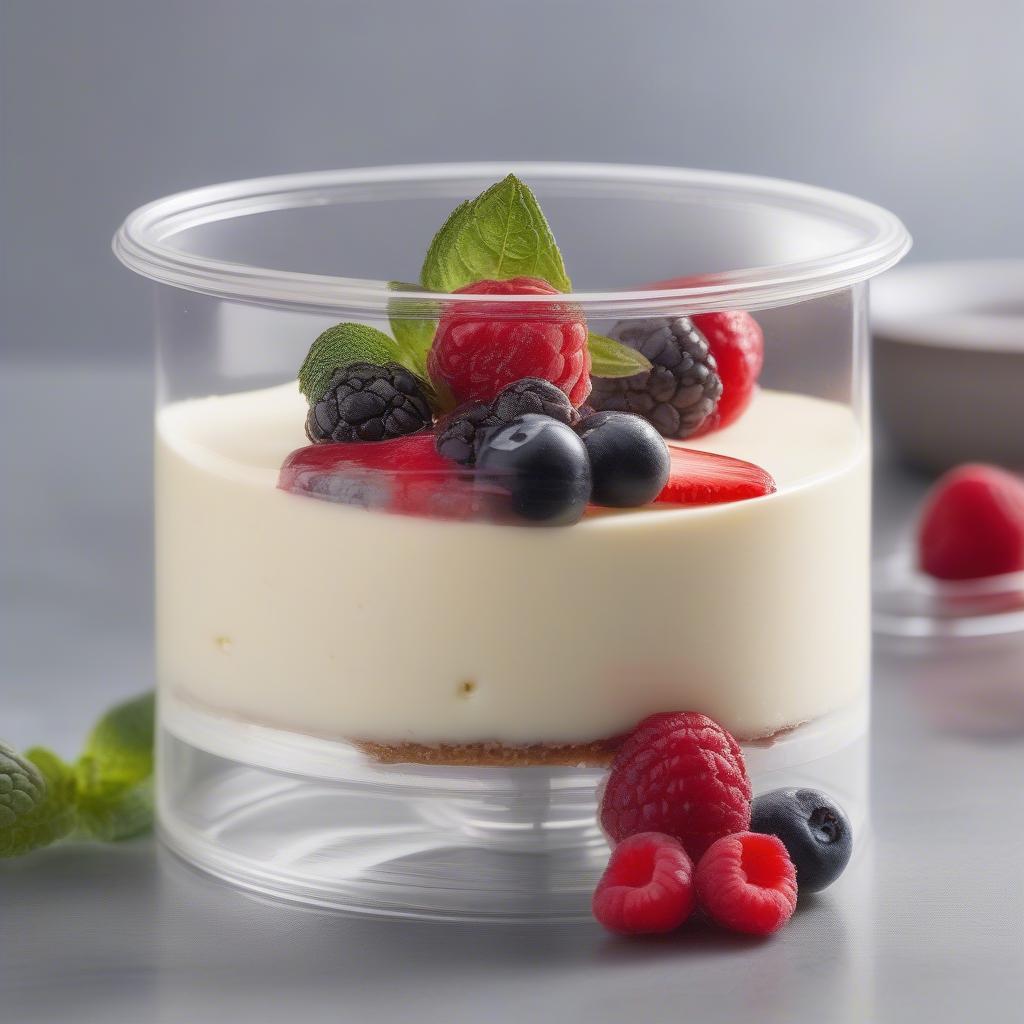 Hộp nhựa đựng cheesecake tiện lợi cho việc di chuyển và bảo quản.