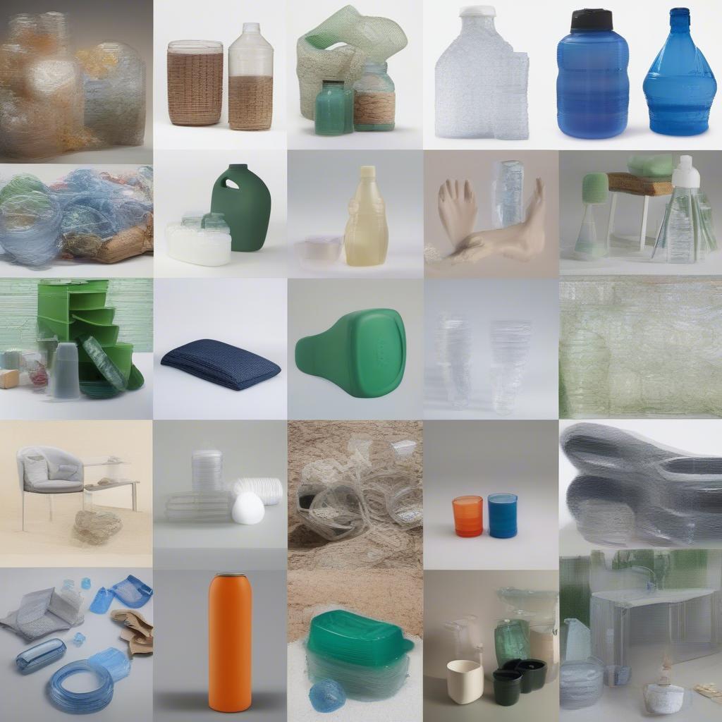 Diverse Products Made from Recycled Plastic Bottles