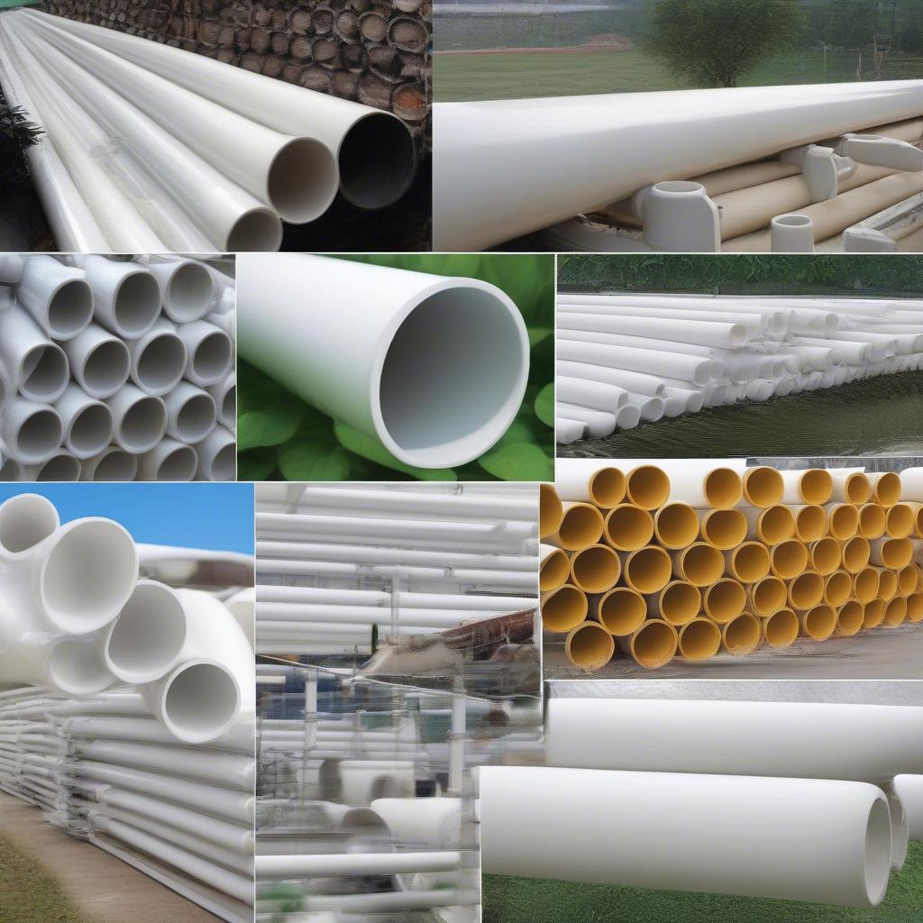 Ứng dụng ống nhựa PVC: Hình ảnh minh họa các ứng dụng của ống nhựa PVC trong đời sống, từ hệ thống cấp thoát nước đến nông nghiệp và công nghiệp, tuân thủ tiêu chuẩn Việt Nam.