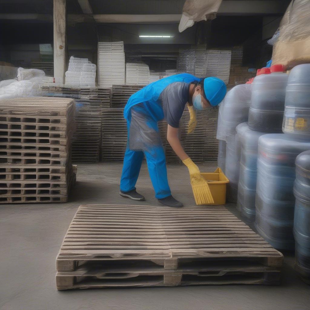 Vệ sinh pallet nhựa cũ HCM